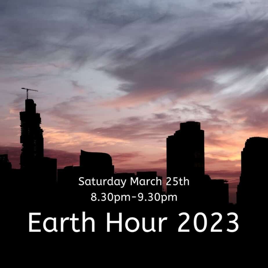 Dark City buildings silhouetted against sunset for Earth Hour 2023 March 25 8.30PM-9.30PM